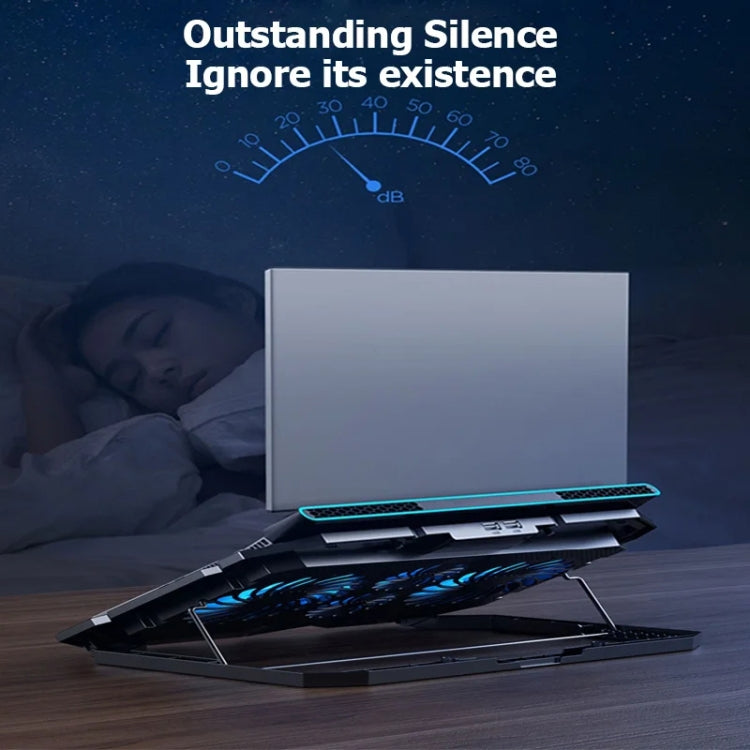 ICE COOREL K22 4-fans Adjustable Laptop Radiator Base with Atmosphere Light with LCD Display - free shipping - PMC Jewellery - Order now!