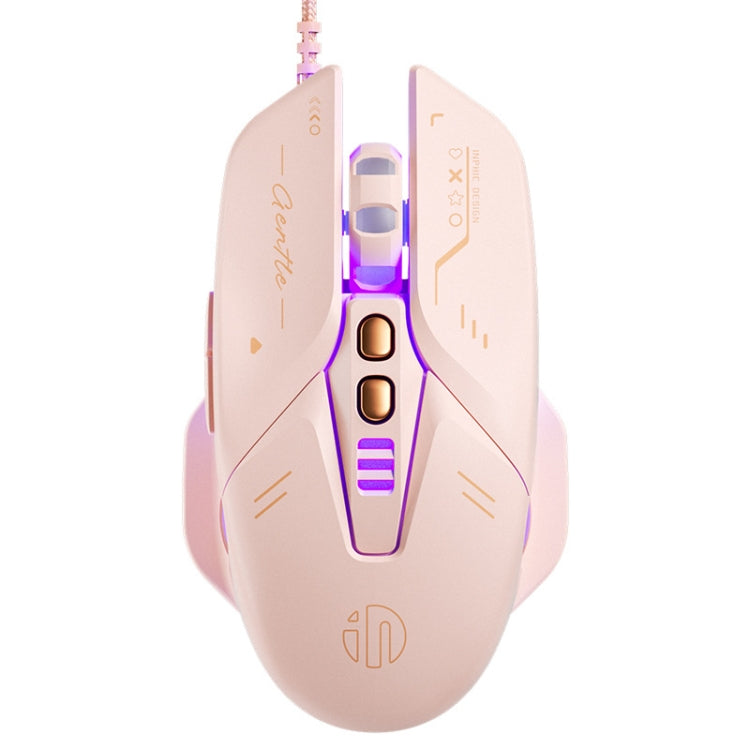 Inphic W8 Upgraded Wired Gaming Mice Macro Definition Light Emitting Mute Computer Mouse(Milk Tea Color) - free shipping - PMC Jewellery - Order now!