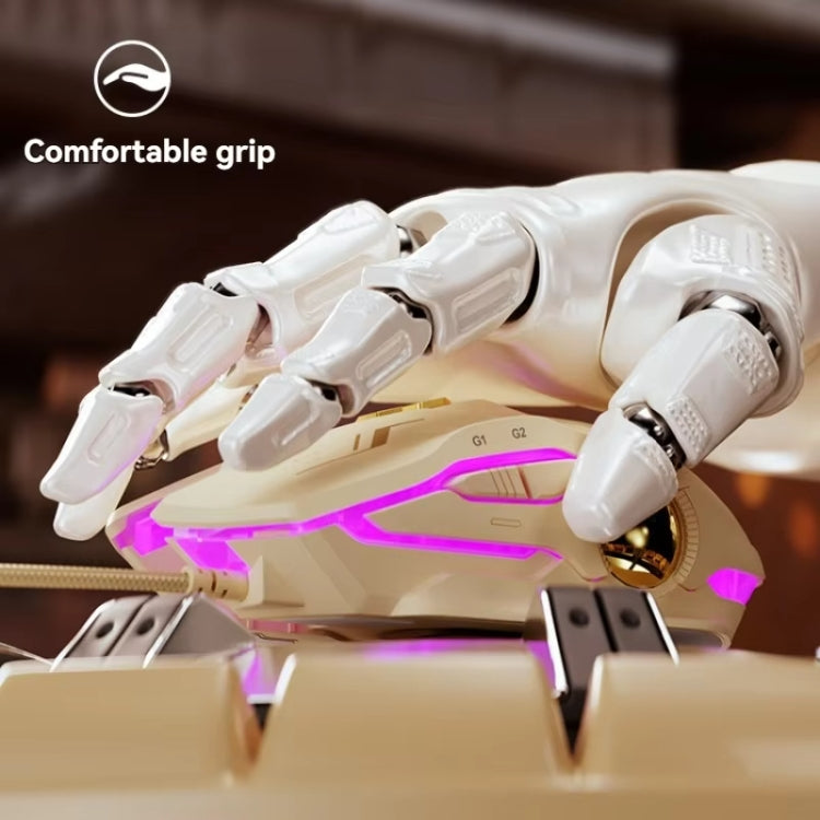 Inphic W8 Upgraded Wired Gaming Mice Macro Definition Light Emitting Mute Computer Mouse(Milk Tea Color) - free shipping - PMC Jewellery - Order now!