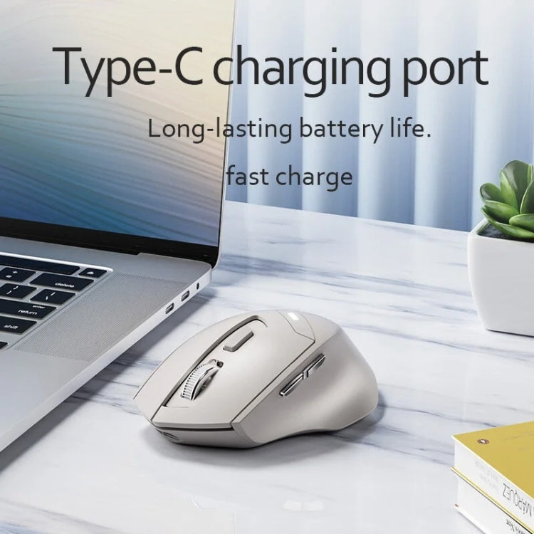 Inphic DR6 2.4G Wireless + Bluetooth 5.0/4.0 Tri-mode Charging Mute Office Gaming Computer Mouse(White Apricot) - free shipping - PMC Jewellery - Order now!