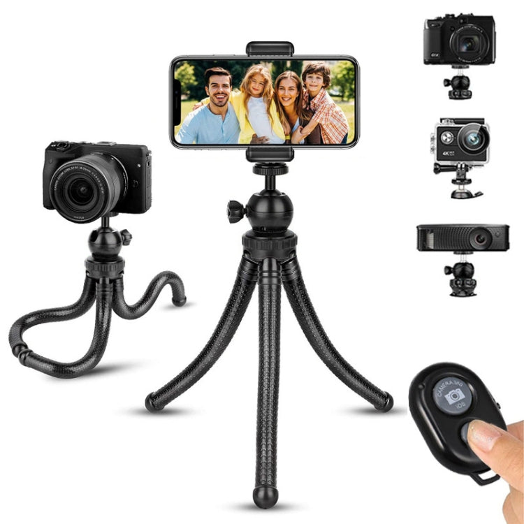 Octopus Fish Silicone Camera Tripod Desktop Folding Stand With Bluetooth Controller+Adapter+Phone Clip+Storage Bag+Screws - Tripods by PMC TechLife | Online Shopping South Africa | PMC TechLife | Buy Now Pay Later Mobicred