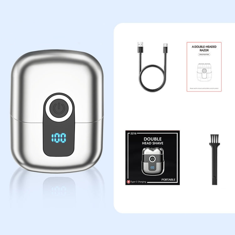 Double Ring Magnetic Electric Shaver Travel Portable Rechargeable Full Body Washable Men Razor(Grey) - Electric Shavers by PMC TechLife | Online Shopping South Africa | PMC TechLife | Buy Now Pay Later Mobicred