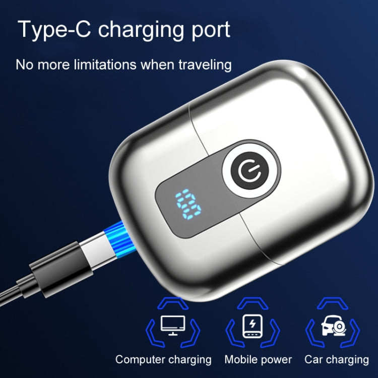 Double Ring Magnetic Electric Shaver Travel Portable Rechargeable Full Body Washable Men Razor(Silver) - Shavers & Accessories by PMC TechLife | Online Shopping South Africa | PMC TechLife | Buy Now Pay Later Mobicred