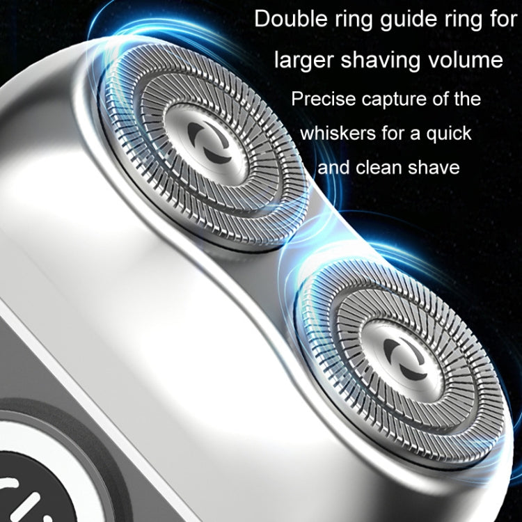 Double Ring Magnetic Electric Shaver Travel Portable Rechargeable Full Body Washable Men Razor(Silver) - Shavers & Accessories by PMC TechLife | Online Shopping South Africa | PMC TechLife | Buy Now Pay Later Mobicred