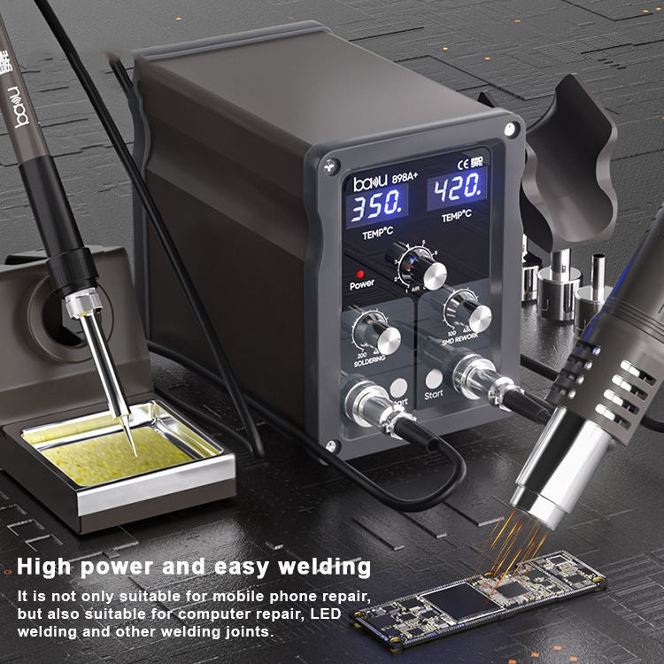 BAKU BA-898A+ 2-In-1 Soldering Station Hot Air Station Adjustable Temperature EU Plug 220V - free shipping - PMC TechLife - Order now!