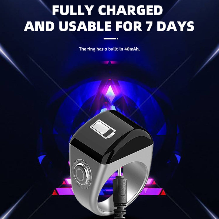 Equantu Smart Bluetooth Finger Counter Muslim Prayer Time Reminder Ring, Style: Silver 20mm - free shipping - PMC TechLife - Order now!