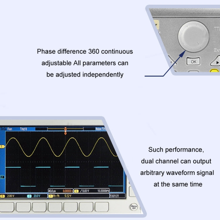 JUNTEK Programmable Dual-Channel DDS Function Arbitrary Waveform Signal Generator, Frequency: 60MHz(US Plug) - Other Tester Tool by PMC TechLife | Online Shopping South Africa | PMC TechLife | Buy Now Pay Later Mobicred
