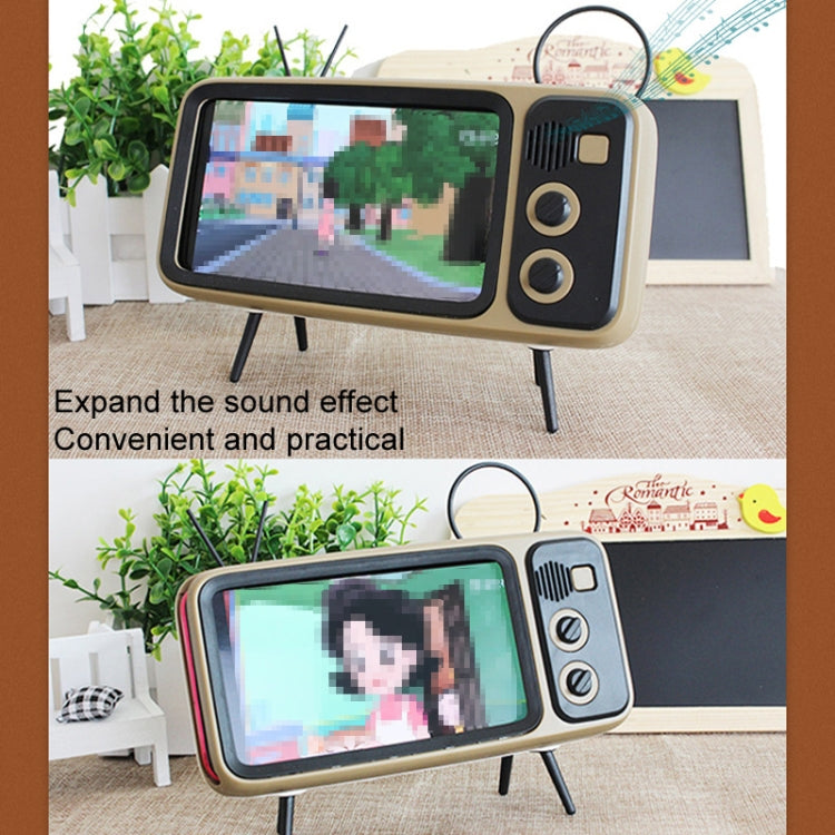 Retro Small TV Desktop Cell Phone Holder With Bluetooth Speaker Player(Brown) - free shipping - PMc TechLife - Order now!