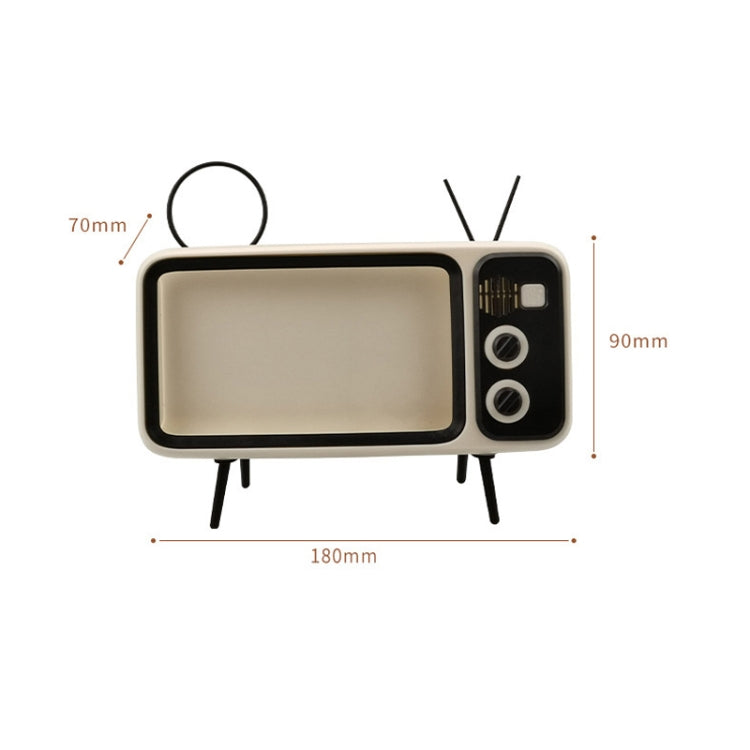 Retro Small TV Desktop Cell Phone Holder With Bluetooth Speaker Player(Silver Gray) - free shipping - PMc TechLife - Order now!