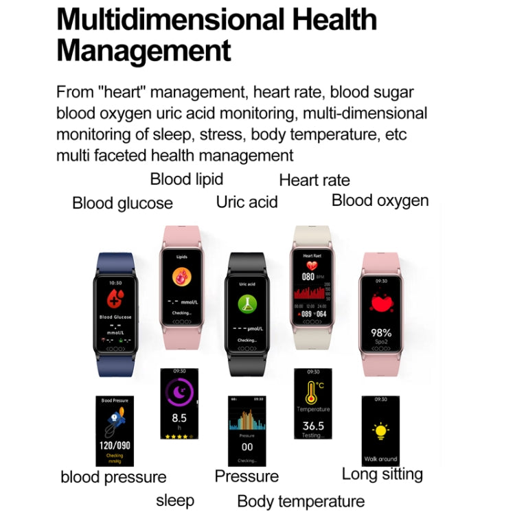 Uric Acid Blood Lipid Noninvasive Blood Sugar Heart Rate Oxygen Temperature Monitoring Smart Healthy Sports Bracelet(Pink) - Smart Wristbands by PMC TechLife | Online Shopping South Africa | PMC TechLife | Buy Now Pay Later Mobicred