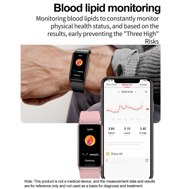 Uric Acid Blood Lipid Noninvasive Blood Sugar Heart Rate Oxygen Temperature Monitoring Smart Healthy Sports Bracelet(Pink) - Smart Wristbands by PMC TechLife | Online Shopping South Africa | PMC TechLife | Buy Now Pay Later Mobicred