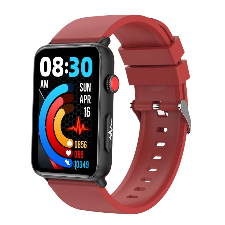 Smart Watch Ring ECG Temperature Heart Rate Blood Pressure Health Bluetooth Talking Watch, Color: Red Silicone - free shipping - PMC TechLife - Order now!