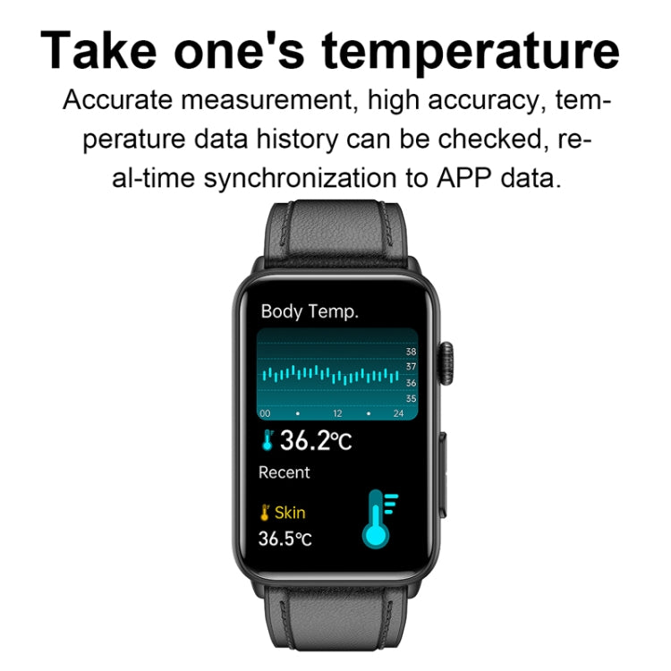 Smart Watch Ring ECG Temperature Heart Rate Blood Pressure Health Bluetooth Talking Watch, Color: Black Leather - Smart Wristbands by PMC TechLife | Online Shopping South Africa | PMC TechLife | Buy Now Pay Later Mobicred