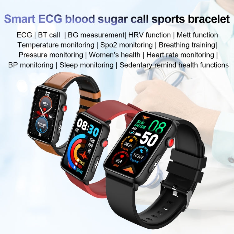 Smart Watch Ring ECG Temperature Heart Rate Blood Pressure Health Bluetooth Talking Watch, Color: Black Leather - Smart Wristbands by PMC TechLife | Online Shopping South Africa | PMC TechLife | Buy Now Pay Later Mobicred