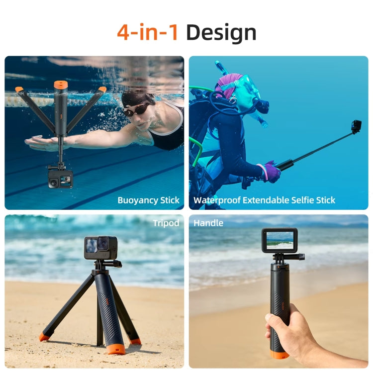 TELESIN 61cm Underwater Buoyancy Bar Retractable Selfie Stick Tripod For GoPro Insta360 DJI OSMO Action Camera - free shipping - PMC TechLife - Order now!