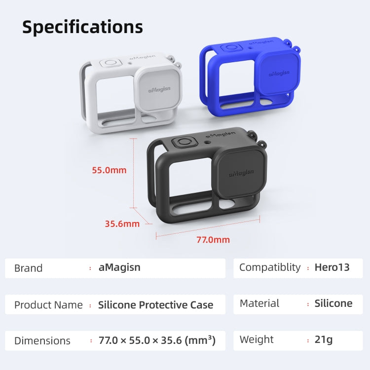 For GoPro HERO13 Black AMagisn Silicone Case Protective Cover(Light Gray) - Silicone Cases by aMagisn | Online Shopping South Africa | PMc TechLife | Buy Now Pay Later Mobicred