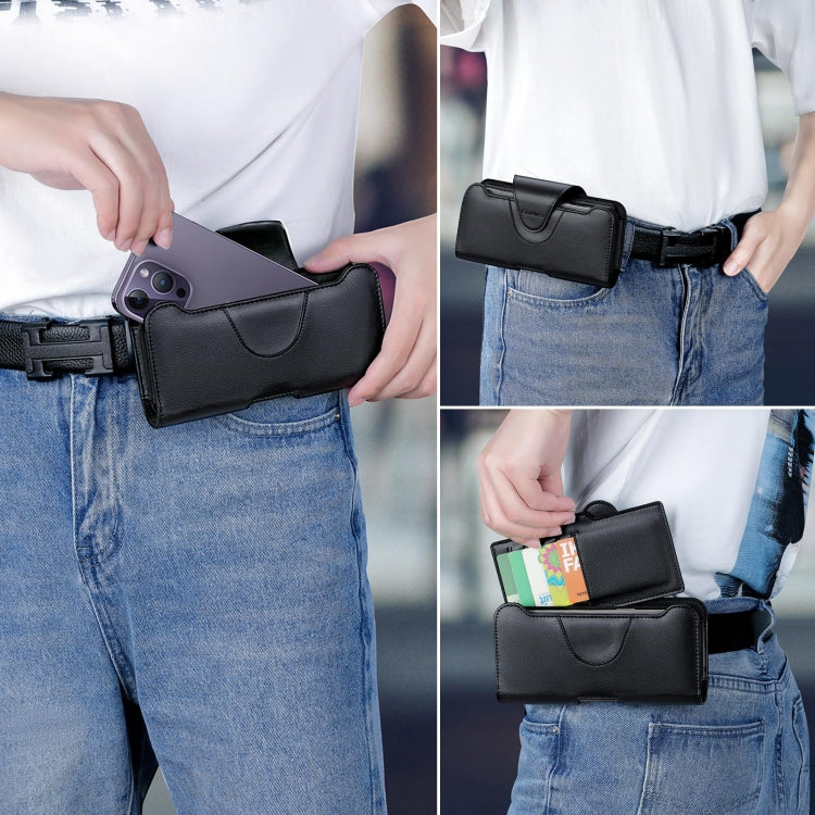 NUOKU 5.5-6.7 Inch Dual Phone Belt Clip Carrying Pouch Litchi Texture Leather Phone Case(Black) - free shipping - PMC TechLife - Order now!