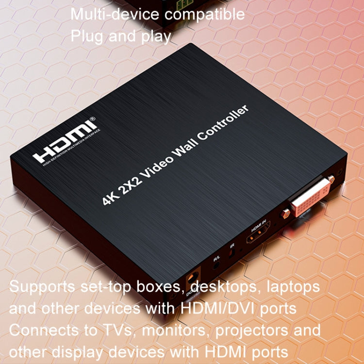 4K 2x2 HDMI Video HD Splice Support HDMI / DVI Input 4CH HDMI Output UK Plug - Splitter by PMC Jewellery | Online Shopping South Africa | PMC Jewellery | Buy Now Pay Later Mobicred