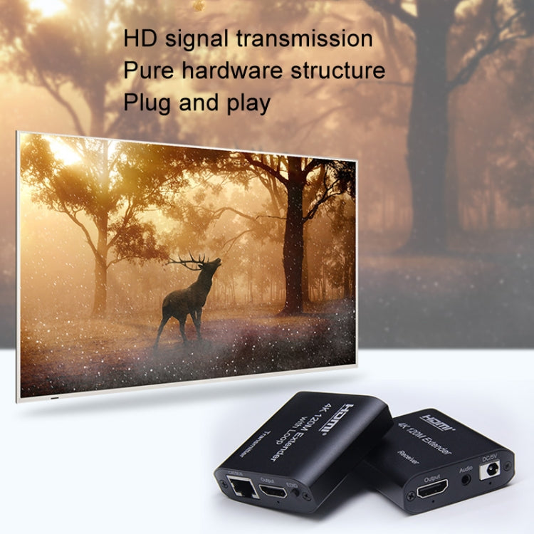 HDMI To RJ45 120m Single Network Cable 4K HD Network Extender, Receiver+Transmitter UK Plug(Black) - Amplifier by PMC Jewellery | Online Shopping South Africa | PMC Jewellery | Buy Now Pay Later Mobicred