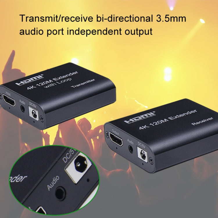 HDMI To RJ45 120m Single Network Cable 4K HD Network Extender, Receiver+Transmitter EU Plug(Black) - Amplifier by PMC Jewellery | Online Shopping South Africa | PMC Jewellery | Buy Now Pay Later Mobicred