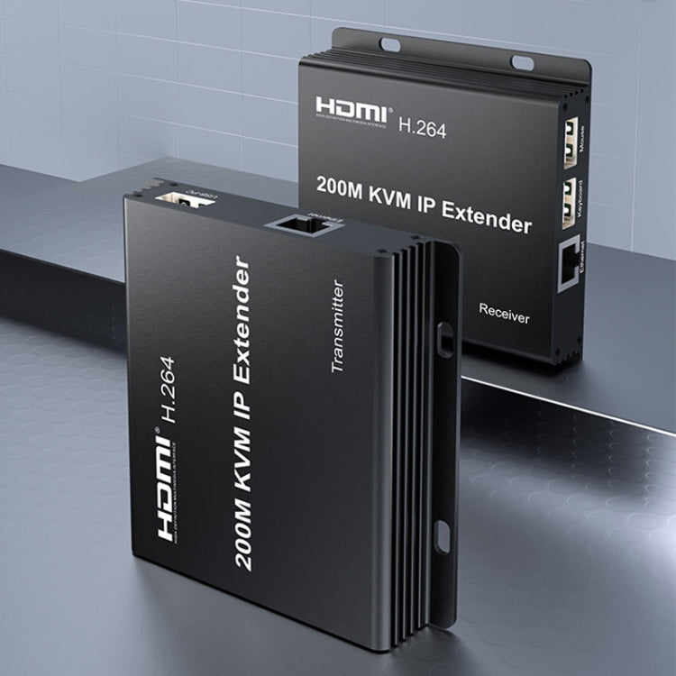 200m HDMI KVM IP Network Cable Extender H.264 Mouse Keyboard Extender UK Plug(Black) - Amplifier by PMC Jewellery | Online Shopping South Africa | PMC Jewellery | Buy Now Pay Later Mobicred