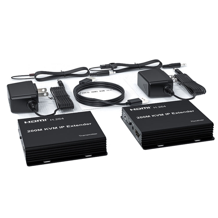 200m HDMI KVM IP Network Cable Extender H.264 Mouse Keyboard Extender EU Plug(Black) - Amplifier by PMC Jewellery | Online Shopping South Africa | PMC Jewellery | Buy Now Pay Later Mobicred