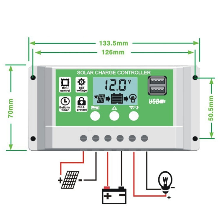 30A 12V PWM Solar Cell Panel Charger Controller Lithium-ion Lead-acid Battery Solar Controller - Voltage Stabilizer by PMC TechLife | Online Shopping South Africa | PMC TechLife | Buy Now Pay Later Mobicred