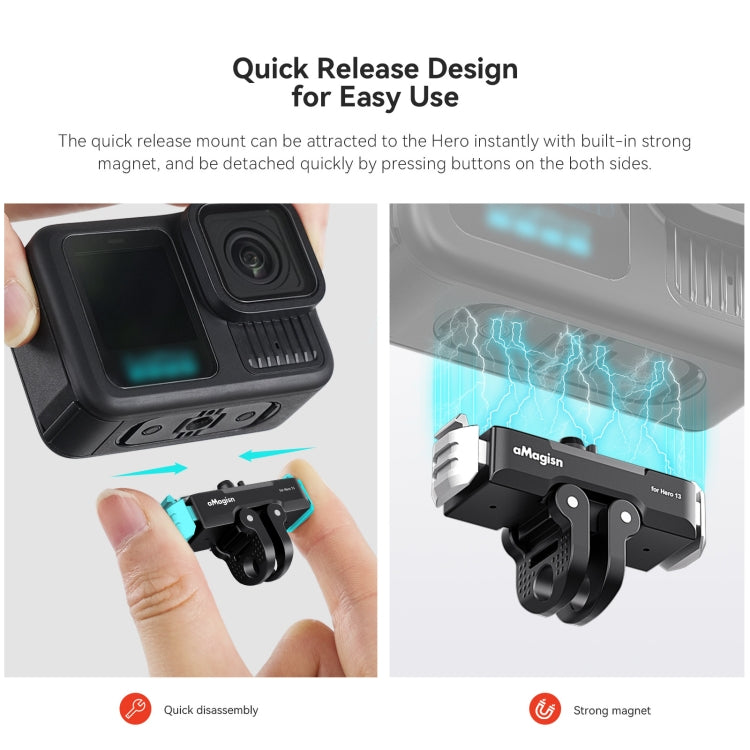 For GoPro HERO13 Black aMagisn Metal Magnetic Quick Release Base Dual Interface Adapter - free shipping - PMC TechLife - Order now!