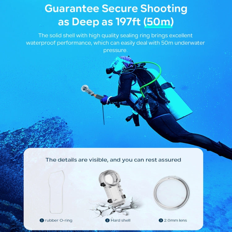 For Insta360 X4 aMagisn 50m Depth Waterproof Protective Case Quick Release Invisible Diving Cover - free shipping - PMc TechLife - Order now!