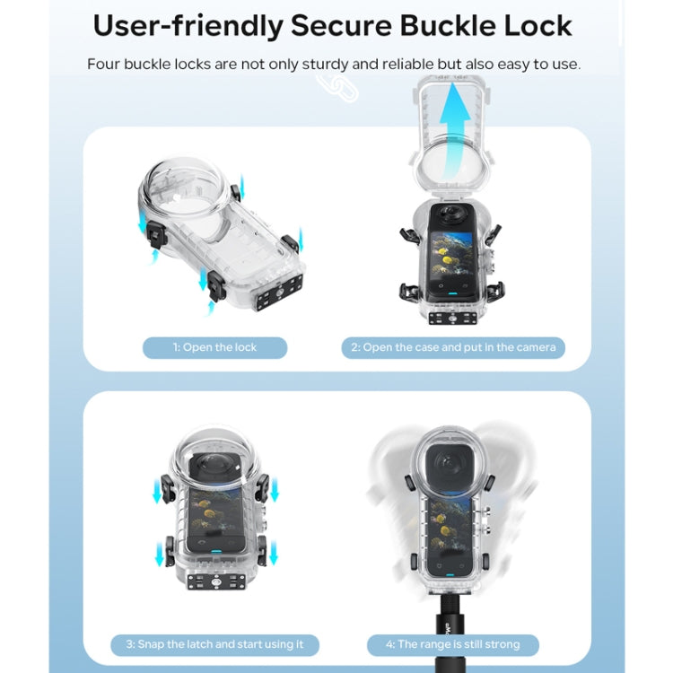 For Insta360 X4 aMagisn 50m Depth Waterproof Protective Case Quick Release Invisible Diving Cover - free shipping - PMc TechLife - Order now!