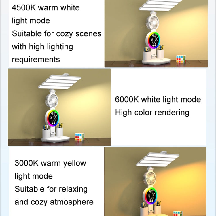 4 Heads Horizontal LED Eye-Care Table Lamp Children Study Desktop Reading Light With Pen Holder, Style: Clock Plug Power - Desk Lamps by PMc TechLife | Online Shopping South Africa | PMc TechLife | Buy Now Pay Later Mobicred