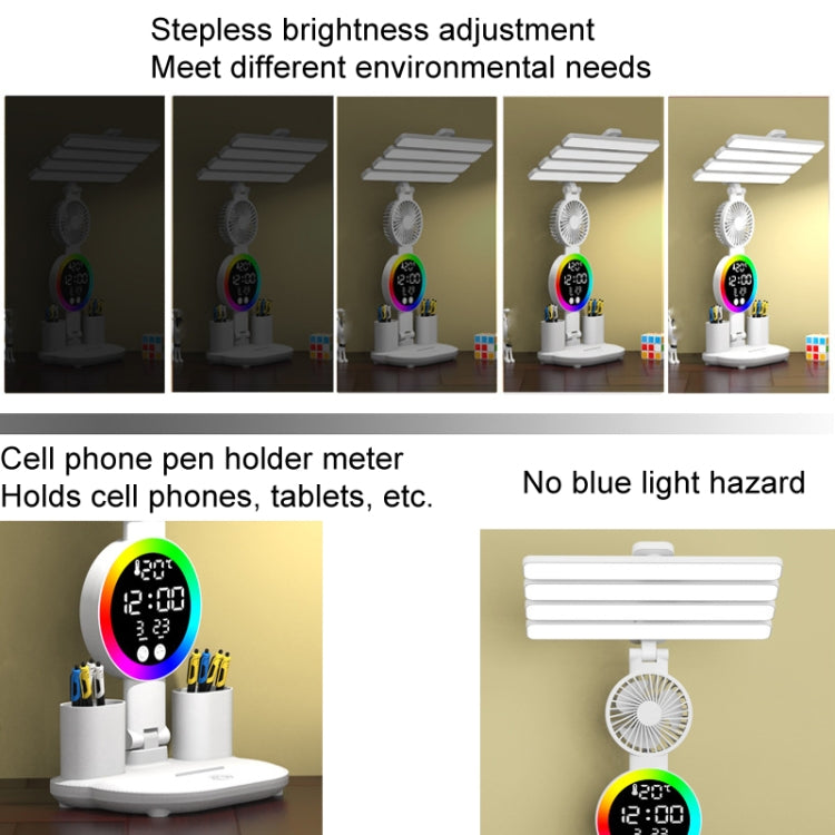 4 Heads Horizontal LED Eye-Care Table Lamp Children Study Desktop Reading Light With Pen Holder, Style: Clock Plug Power - Desk Lamps by PMc TechLife | Online Shopping South Africa | PMc TechLife | Buy Now Pay Later Mobicred