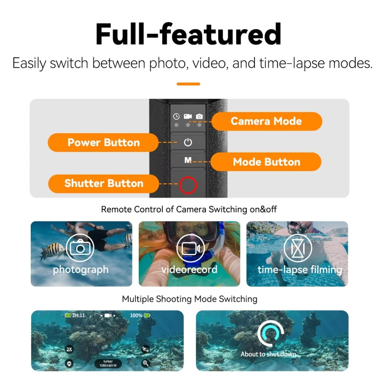 TELESIN Bluetooth Buoyancy Bar 15m Waterproof Depth  For GoPro HERO13 / 12 / 11 / 10 / 9 / 8 Black - free shipping - PMC TechLife - Order now!