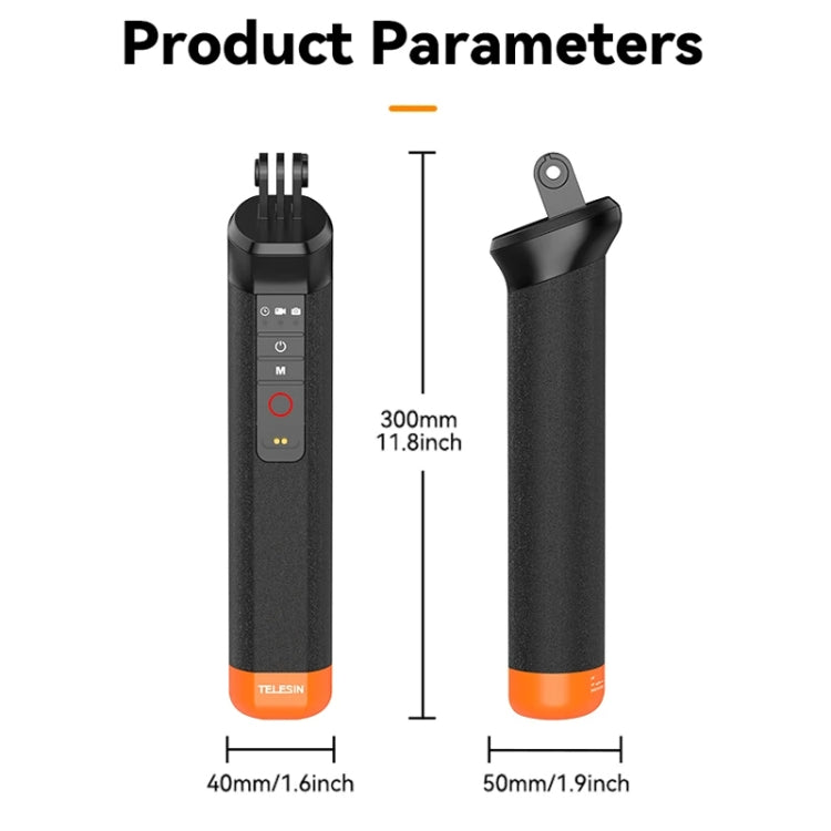 TELESIN Bluetooth Buoyancy Bar 15m Waterproof Depth  For GoPro HERO13 / 12 / 11 / 10 / 9 / 8 Black - free shipping - PMC TechLife - Order now!