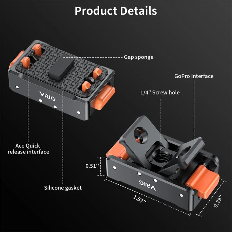 VRIG Magnetic Quick Release Adapter for Action Camera , Spec: Base+Top Cover Kit - free shipping - PMC TechLife - Order now!
