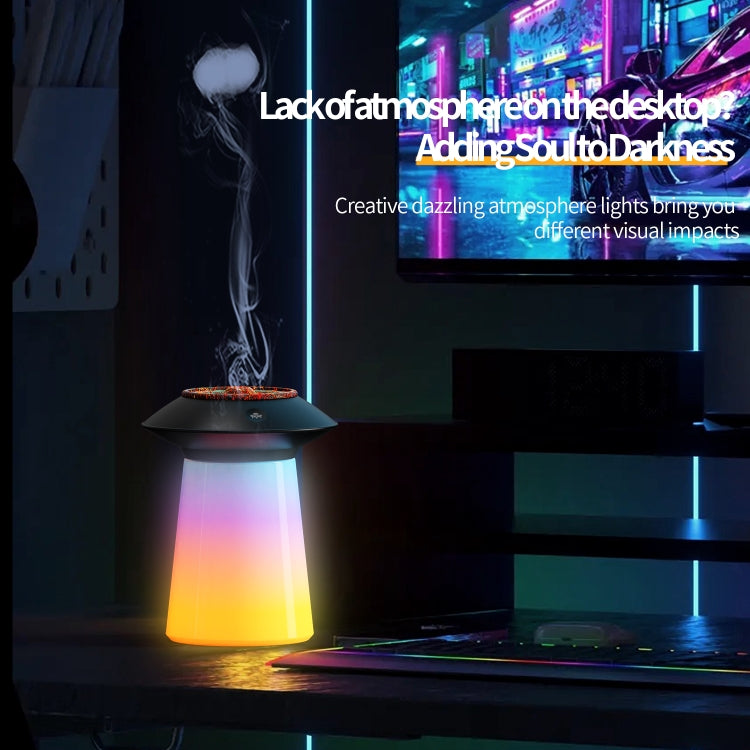 HX126 Sound Pickup RGB Light Volcano Humidifier Simulated Flame Aromatherapy Machine, Color: White - free shipping - PMC TechLife - Order now!