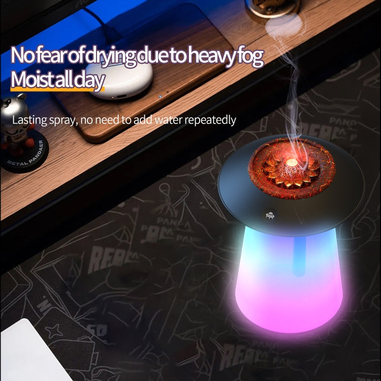HX126 Sound Pickup RGB Light Volcano Humidifier Simulated Flame Aromatherapy Machine, Color: White - free shipping - PMC TechLife - Order now!