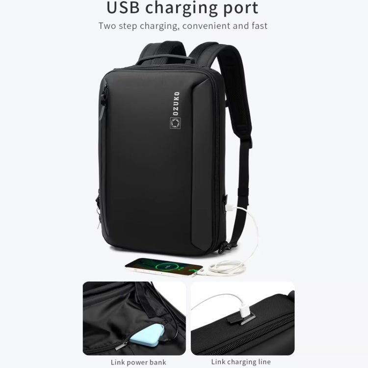 Ozuko Business Laptop USB Backpack Men Schoolbag(Black) - free shipping - PMC Jewellery - Order now!
