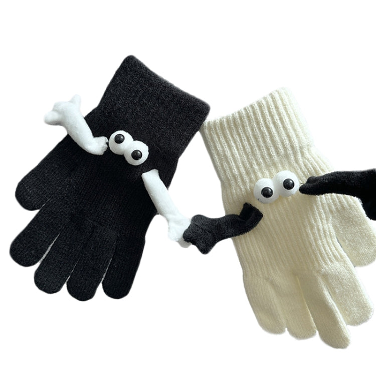 Fall Winter Couple Students Magnetic Warm Gloves Cute Dolls Outdoor Hand In Hand Mittens, Size: Average(White+Black) - Full Finger Gloves by PMC TechLife | Online Shopping South Africa | PMC TechLife | Buy Now Pay Later Mobicred