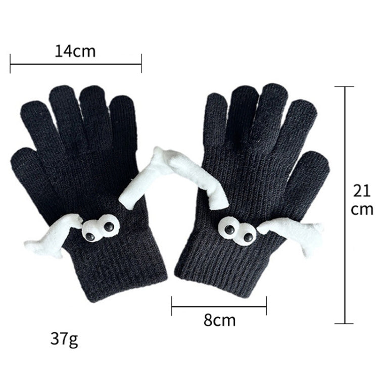 Fall Winter Couple Students Magnetic Warm Gloves Cute Dolls Outdoor Hand In Hand Mittens, Size: Average(White+Black) - Full Finger Gloves by PMC TechLife | Online Shopping South Africa | PMC TechLife | Buy Now Pay Later Mobicred