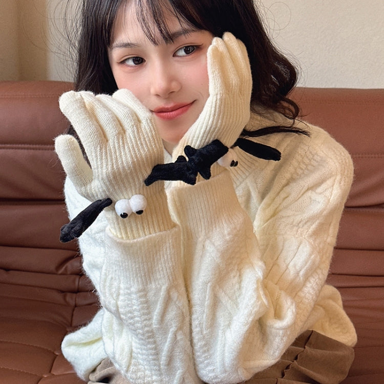 Fall Winter Couple Students Magnetic Warm Gloves Cute Dolls Outdoor Hand In Hand Mittens, Size: Average(White+Black) - Full Finger Gloves by PMC TechLife | Online Shopping South Africa | PMC TechLife | Buy Now Pay Later Mobicred