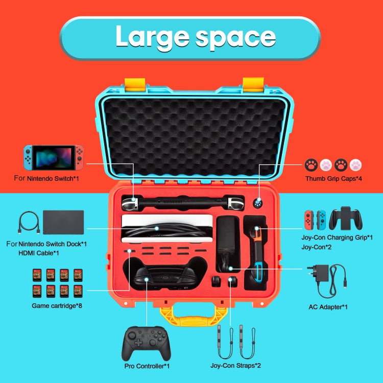 DEVASO For Switch / OLED IP67 Waterproof Storage Case Hardshell Bag, Color: Orange Blue+Shoulder Strap - free shipping - PMC Jewellery - Order now!