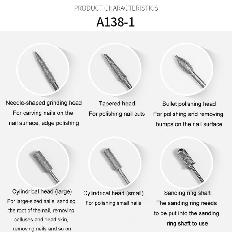 A138-2 Manicure Grinding Heads Set Nail Polishers Accessories Nail Tools - free shipping - PMc TechLife - Order now!