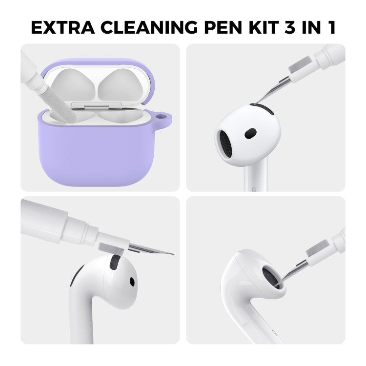 For Airpods 4 AhaStyle WG163 Earphone Drop-Proof Dust-Proof Silicone Protective Case With Cleanning Pen(Pink) - free shipping - PMC Jewellery - Order now!