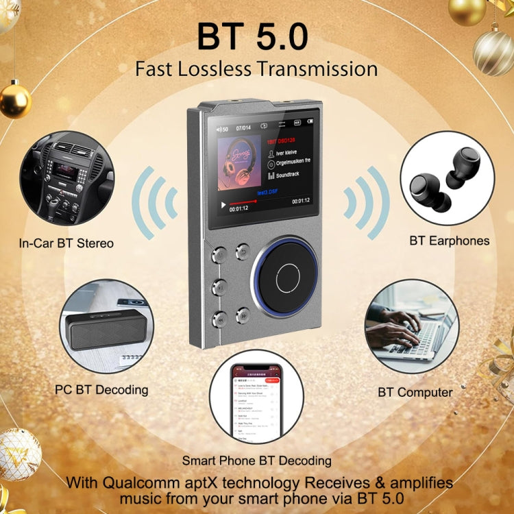 2.4 Inch HIFI Bluetooth Music Player DSD256 Mastering Sound Quality Walkman, Memory: 16GB+8GB(Black) - MP3 Player by PMC TechLife | Online Shopping South Africa | PMC TechLife | Buy Now Pay Later Mobicred