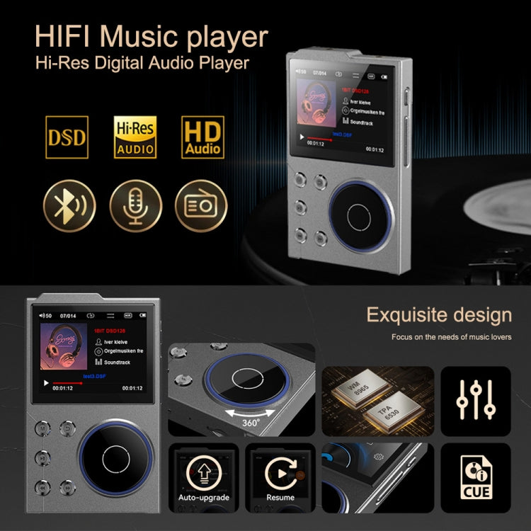 2.4 Inch HIFI Bluetooth Music Player DSD256 Mastering Sound Quality Walkman, Memory: 16GB(Black) - MP3 Player by PMC TechLife | Online Shopping South Africa | PMC TechLife | Buy Now Pay Later Mobicred