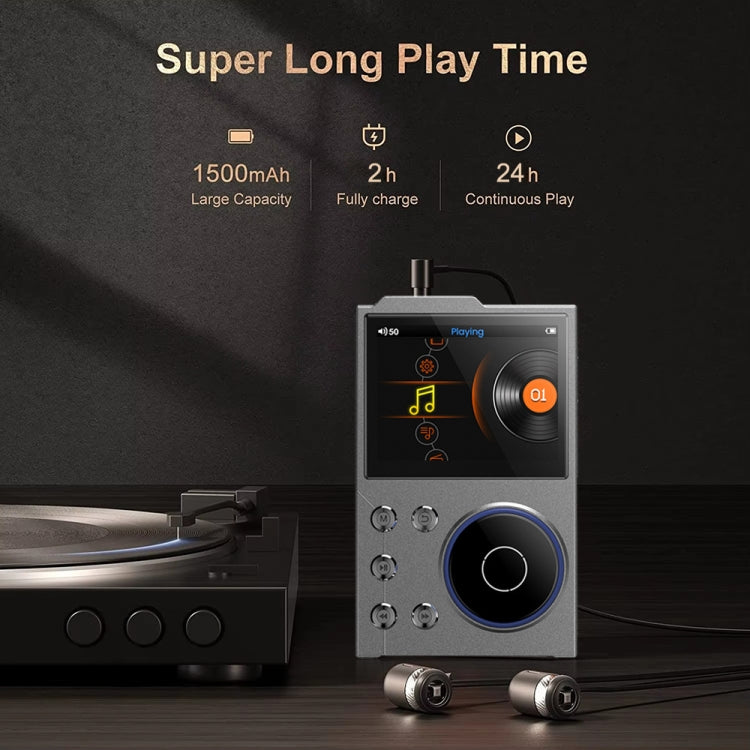 2.4 Inch HIFI Bluetooth Music Player DSD256 Mastering Sound Quality Walkman, Memory: 16GB(Black) - MP3 Player by PMC TechLife | Online Shopping South Africa | PMC TechLife | Buy Now Pay Later Mobicred