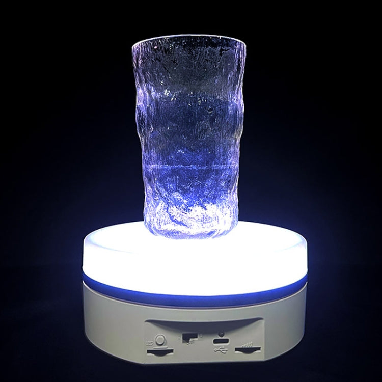 Intelligent Colourful Light Electric Speed Contro Round 360 Degree Rotating Plate Display Table, Color: White Plug-in -  by PMC TechLife | Online Shopping South Africa | PMC TechLife | Buy Now Pay Later Mobicred