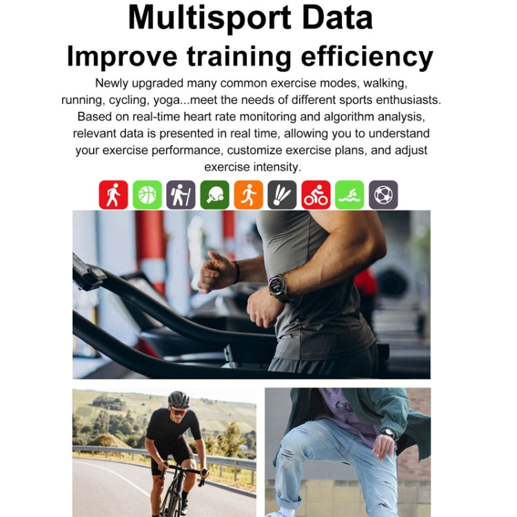 1.43 inch AMOLED Screen Smartwatch Heart Rate Blood Pressure Monitoring Bluetooth Talking Sports Watch, Color: Silver Leather Strap - Smart Watches by PMC TechLife | Online Shopping South Africa | PMC TechLife | Buy Now Pay Later Mobicred