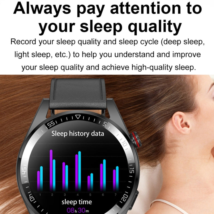 1.43 inch AMOLED Screen Smartwatch Heart Rate Blood Pressure Monitoring Bluetooth Talking Sports Watch, Color: Black Leather Strap - Smart Watches by PMC TechLife | Online Shopping South Africa | PMC TechLife | Buy Now Pay Later Mobicred